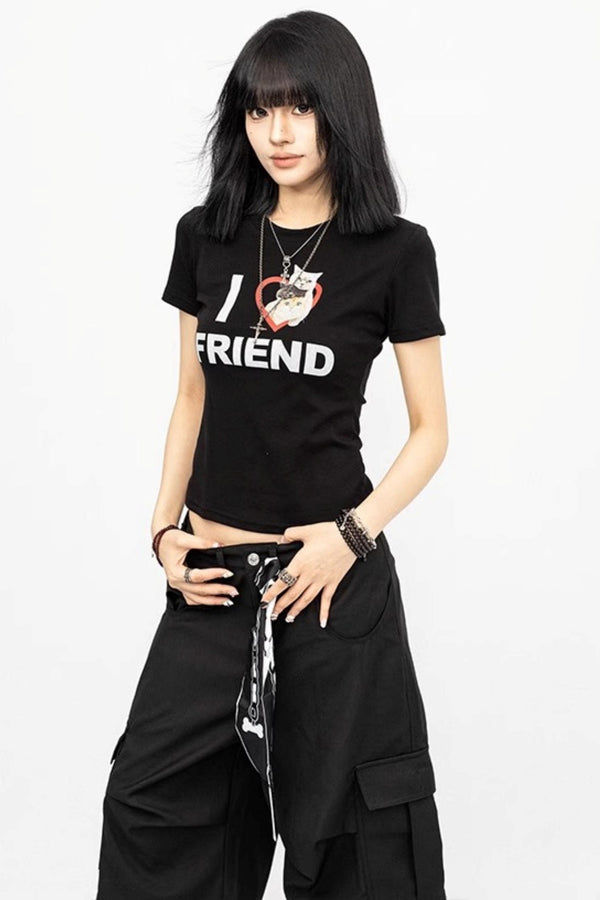 Vintage Babes Cat Print Cropped Top