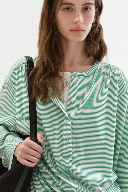 Apple Green Pinstripe Top