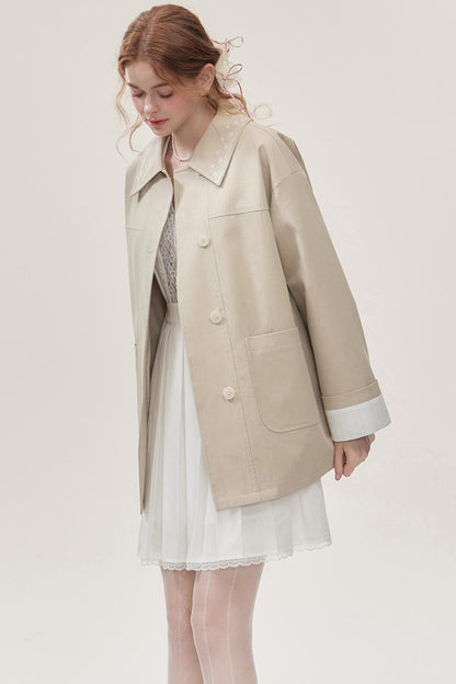 Khaki Embroidered Trench Coat