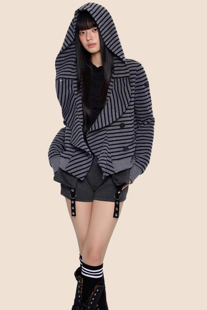 Gestreifter Dekonstruierter Kapuzenoberteil
