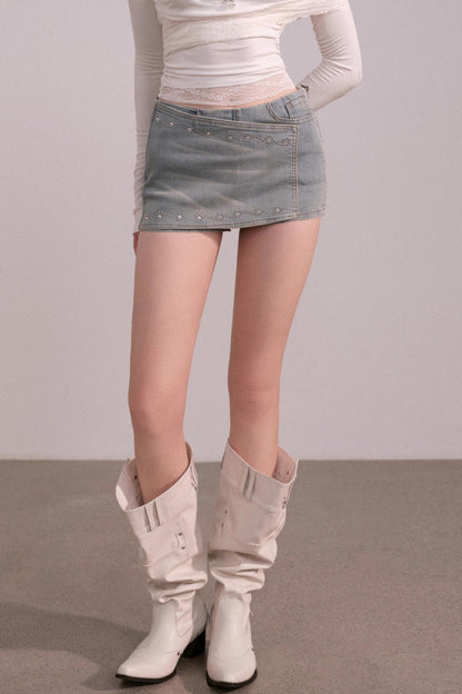 Slim A-Line Denim Skirt