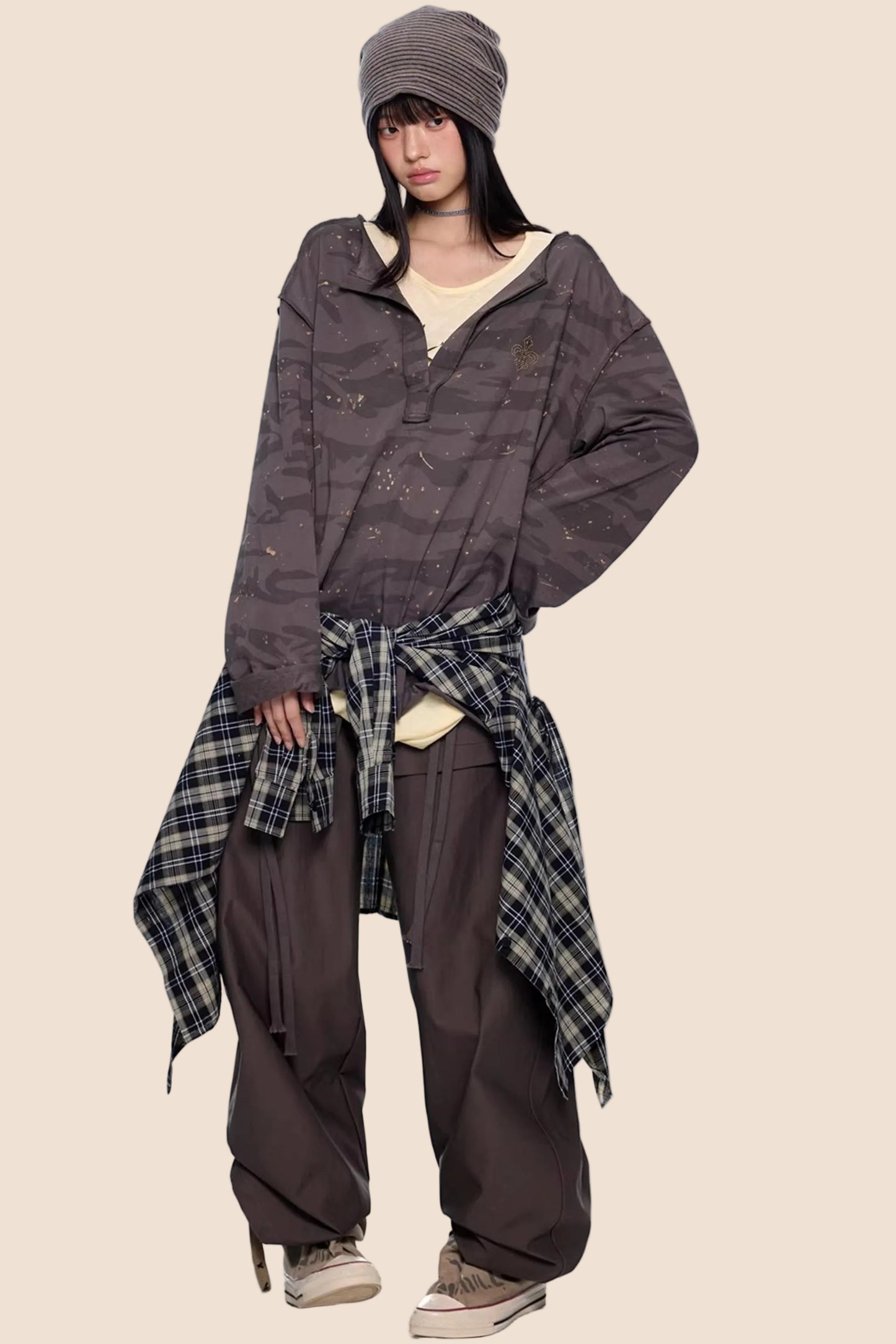 Blouse V-Cou Retro Camouflage