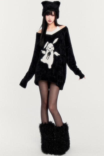 Imitation Mink Jacquard Sweater Top