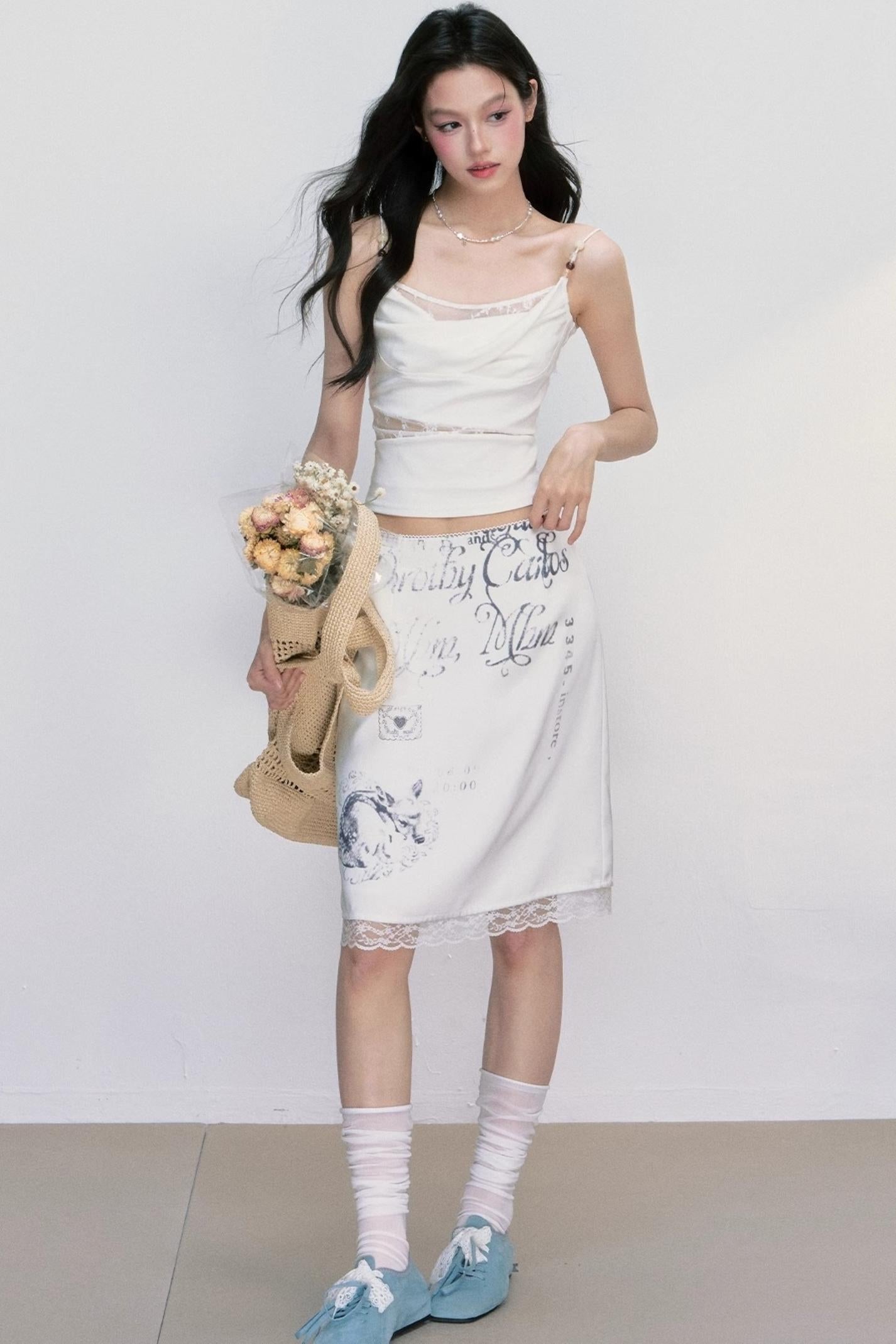 Satin Lace Fawn Skirt