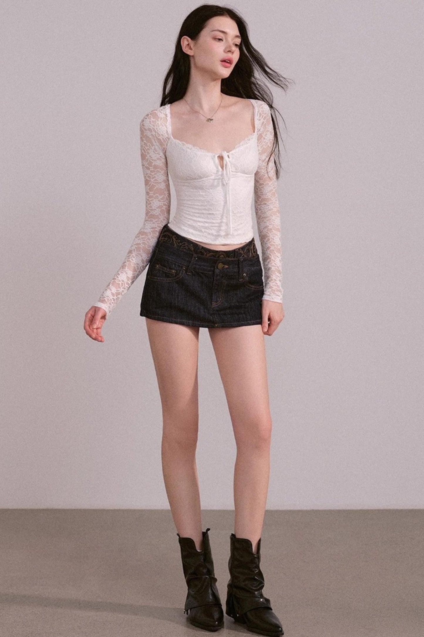 Low-Rise Denim Skirt