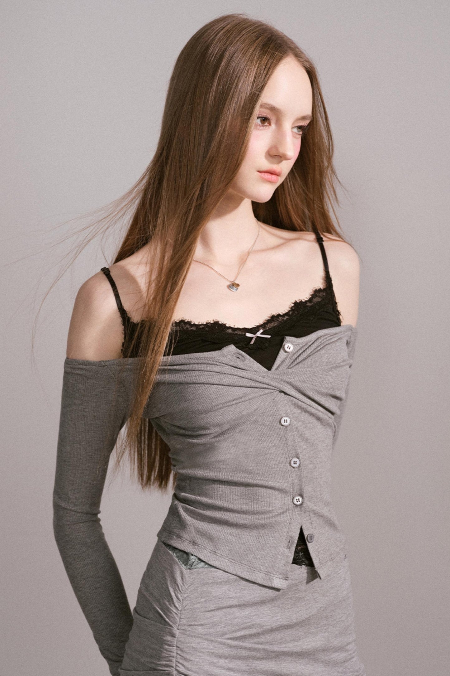 Luxury Grey Lace Top