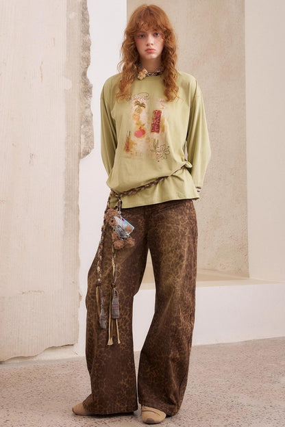 Leopard Split Wide Leg Pants