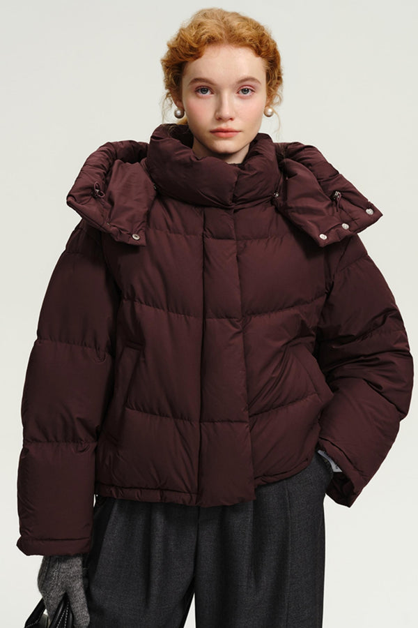 화이트 구스 다운 탈부착 모자 재킷 