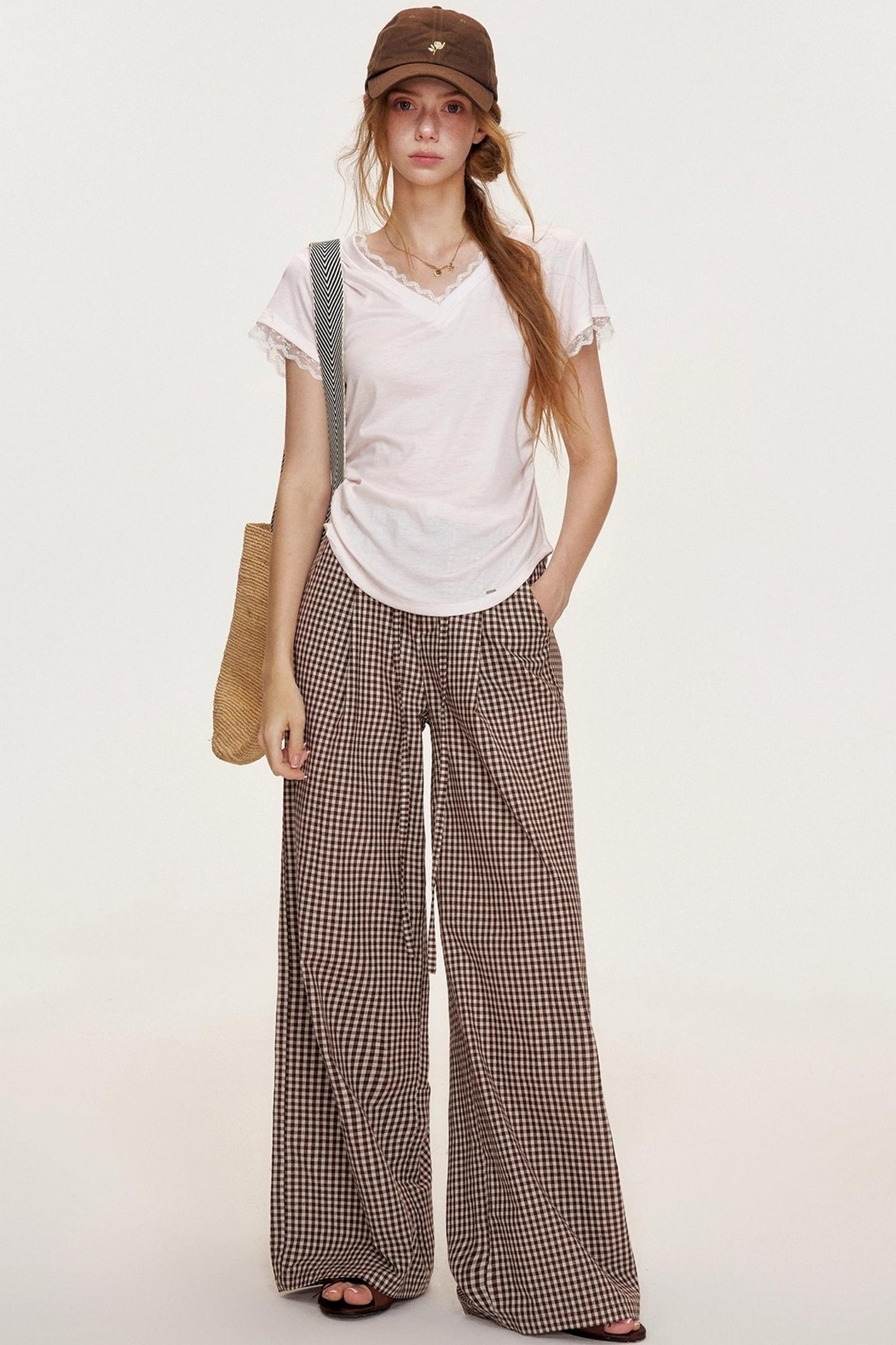 Floral Lace Shirring Short Sleeve T-Shirt