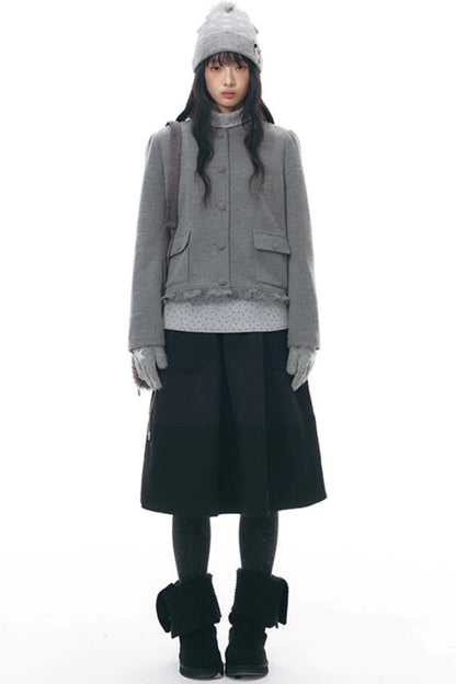 Textured Quilted A-Line Skirt