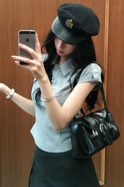 Sailor Collar Short Sleeved Top
