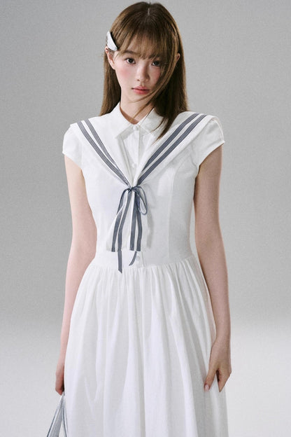Minimal Sailor-Inspired Long Dress