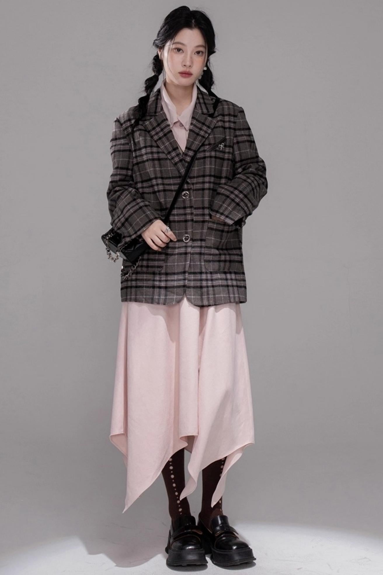 Gray Patchwork Tweed Jacket