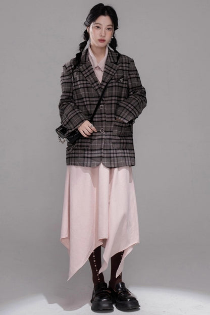 Gray Patchwork Tweed Jacket