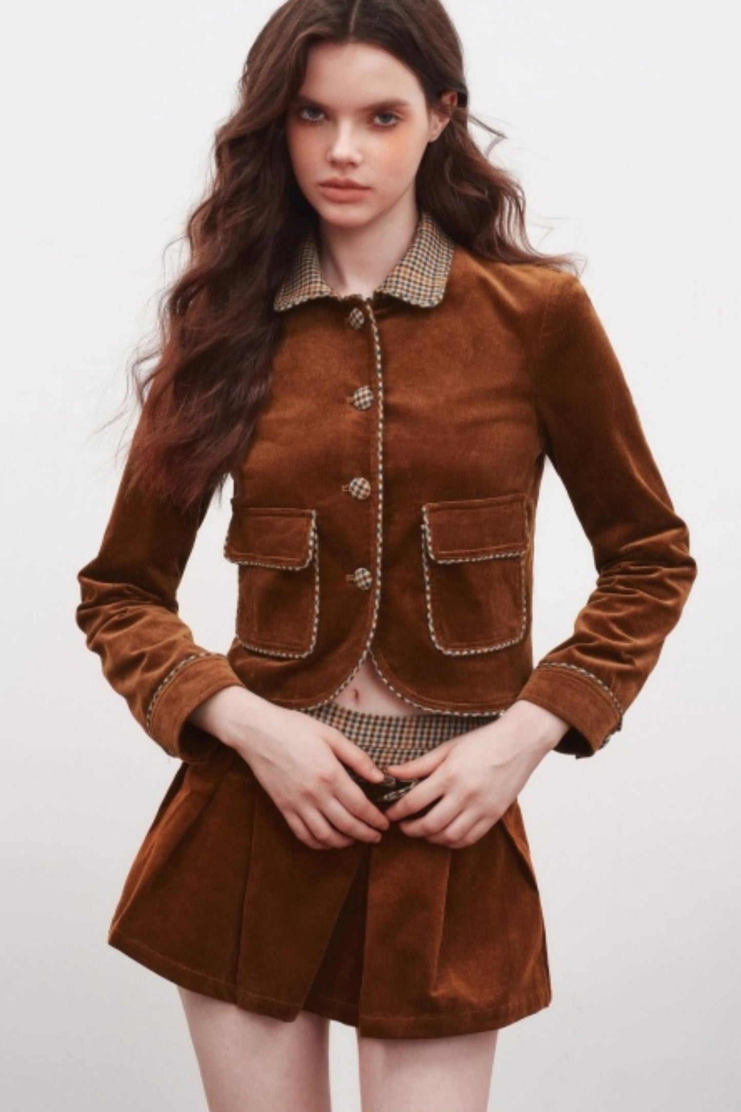 Corduroy Cardigan Suit Top Set-Up