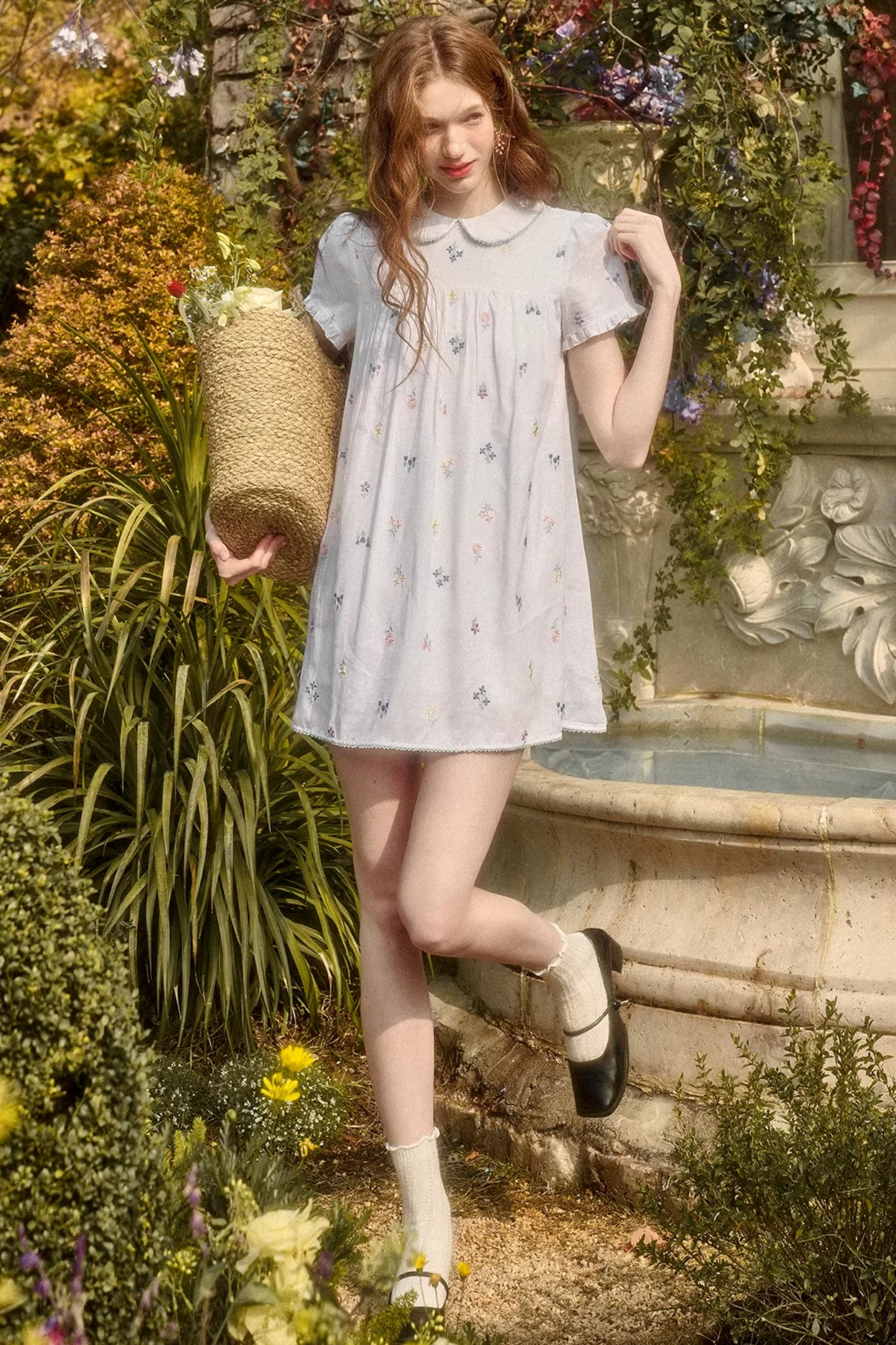 Linen Embroidered Blouse Set-Up