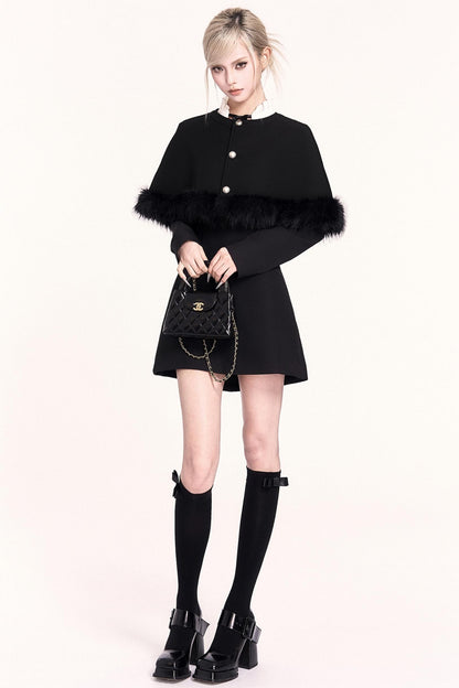 Atmospheric Woolen Shawl Dress Set-Up