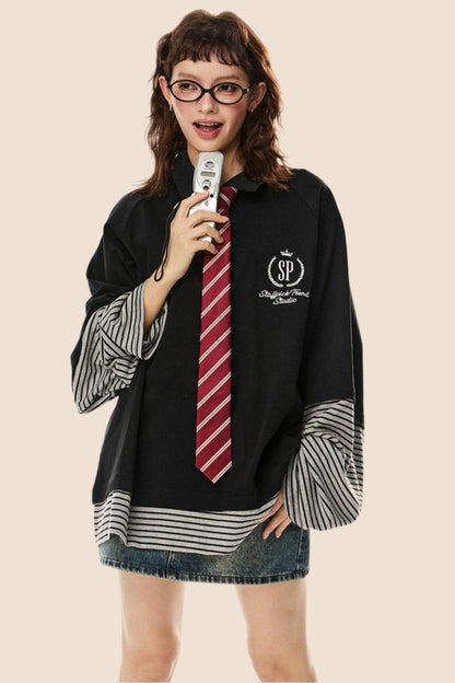 Vintage Fake Two-Piece Polo Top