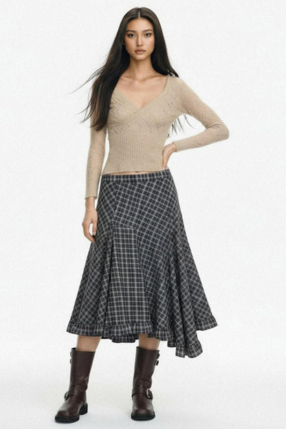 Vintage Check A-Line Skirt