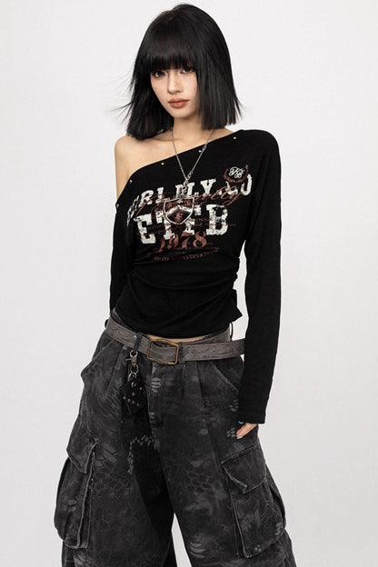 Autumn Spice Slim Black Long Sleeve Top