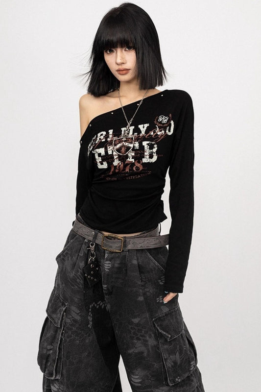 Autumn Spice Slim Black Long Sleeve Top