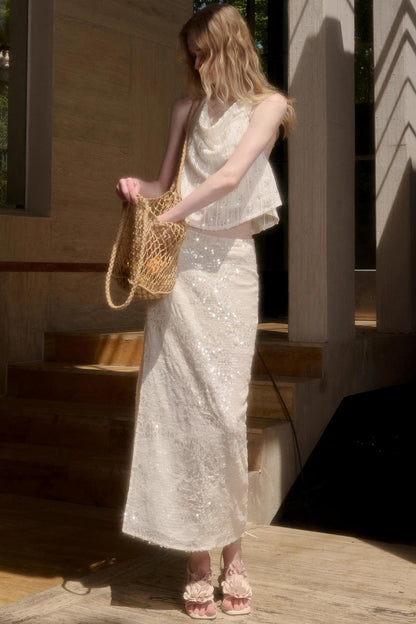 Celestial Slouchy Suit With Knit Skirt Set-Up