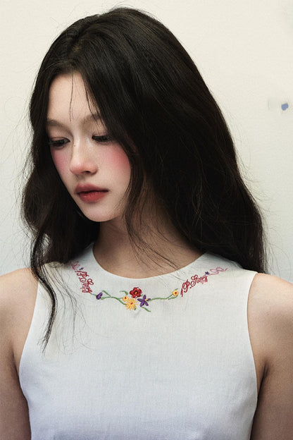 White Linen Vest Dress