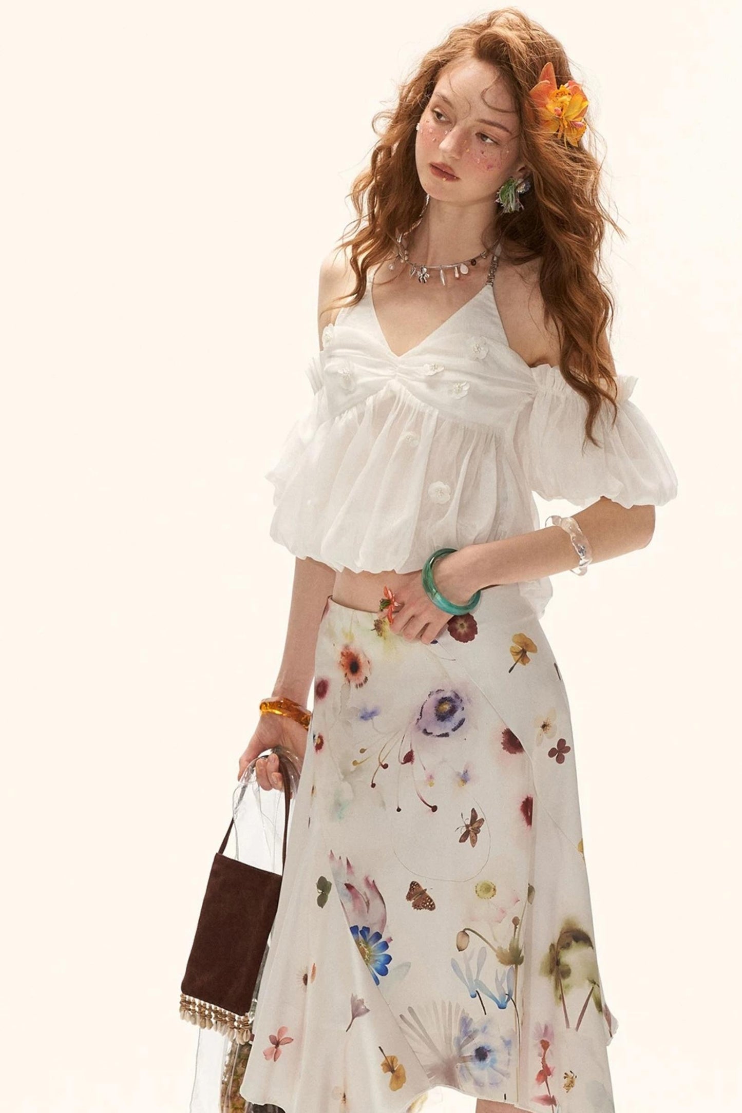 Puff Sleeve Floral Camisole Top