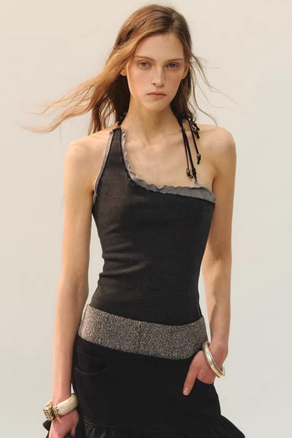 Frost Edge Beaded Halter Top