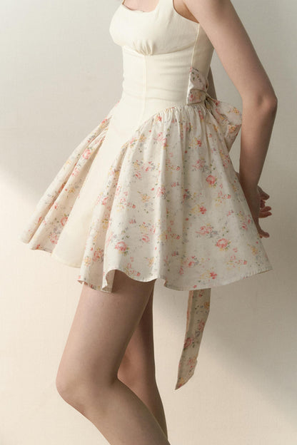 Floral Patchwork Bowtie Camisole Dress