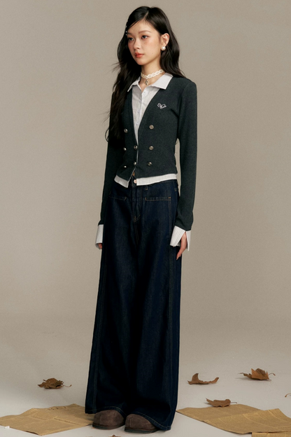 Contrasting Fake Two-Piece Top