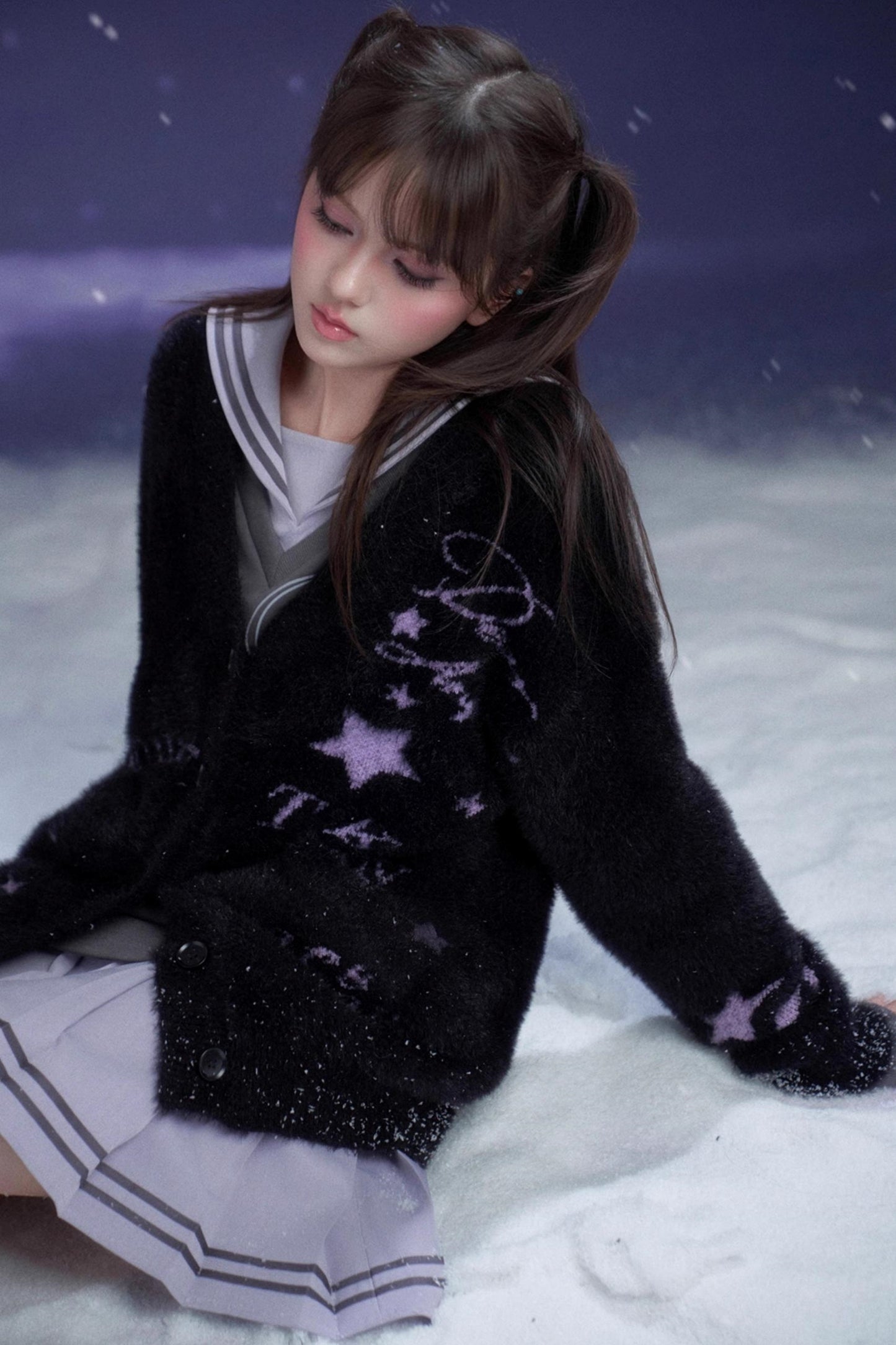 Black and Purple Graffiti Cardigan