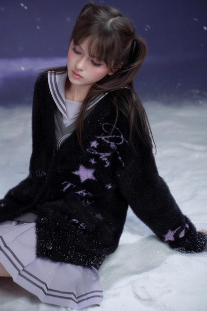 Black and Purple Graffiti Cardigan