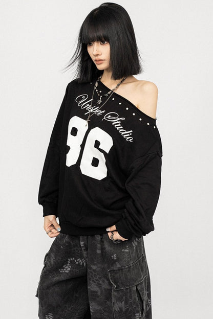 Off-the-Shoulder Long Sleeve T-Shirt