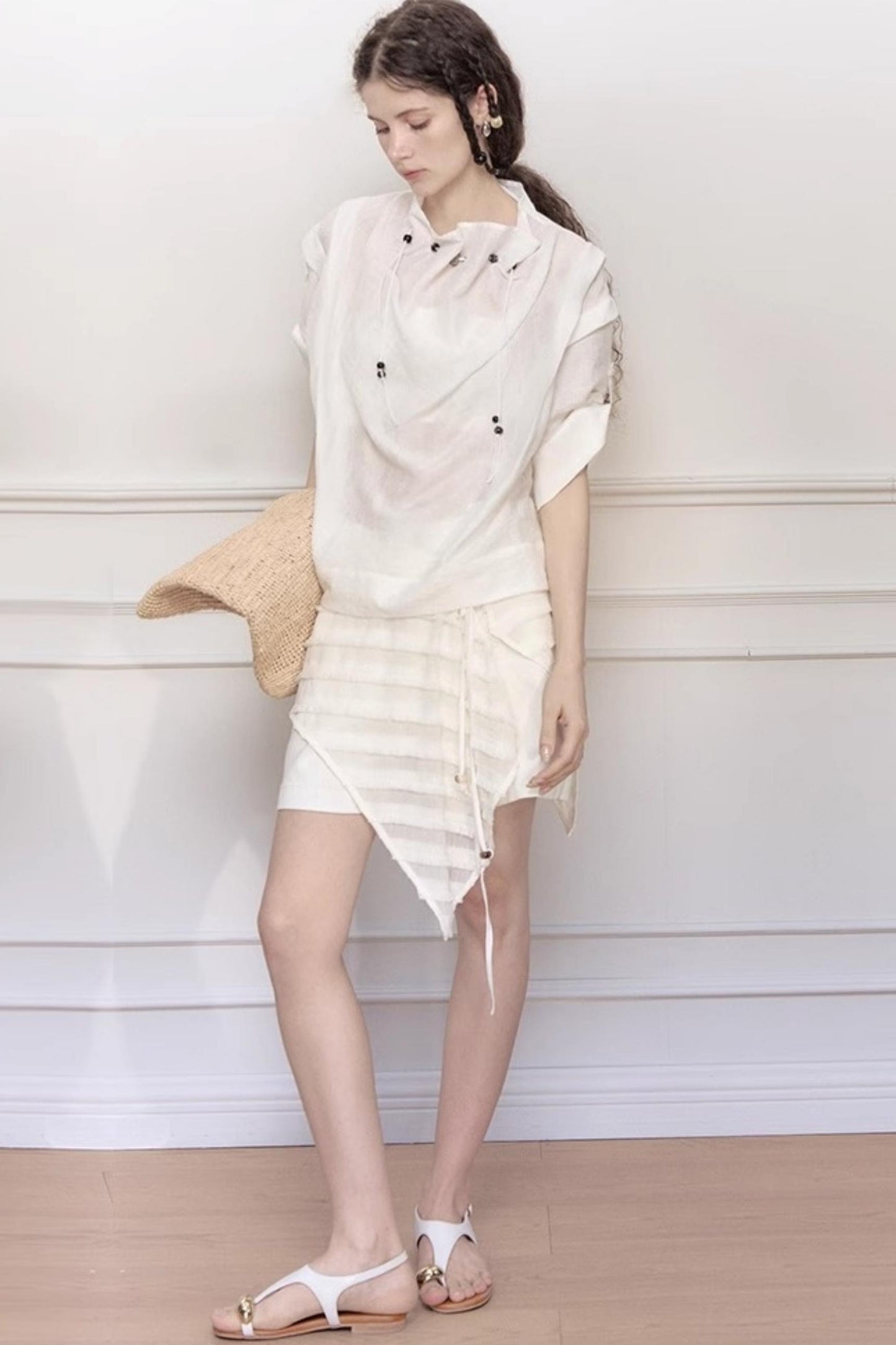 Bead-Embellished Wide-Leg Jeans