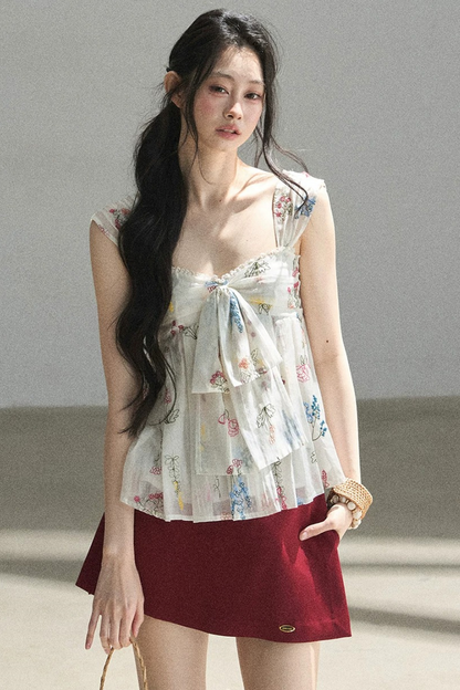 Embroidered Chiffon Summer Top
