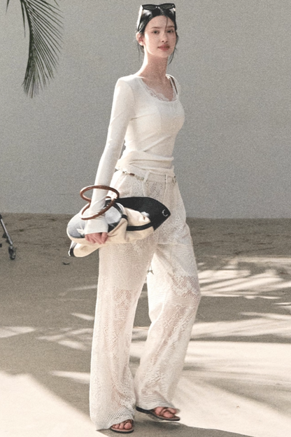 Hollow Crochet Lace Pants