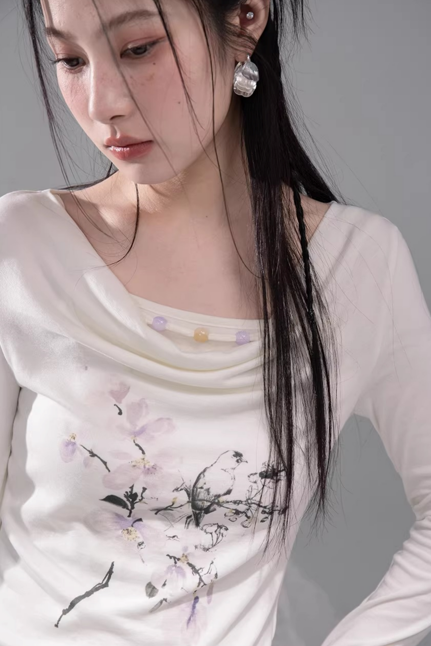 Cloud Beige Lyocell Blouse Set