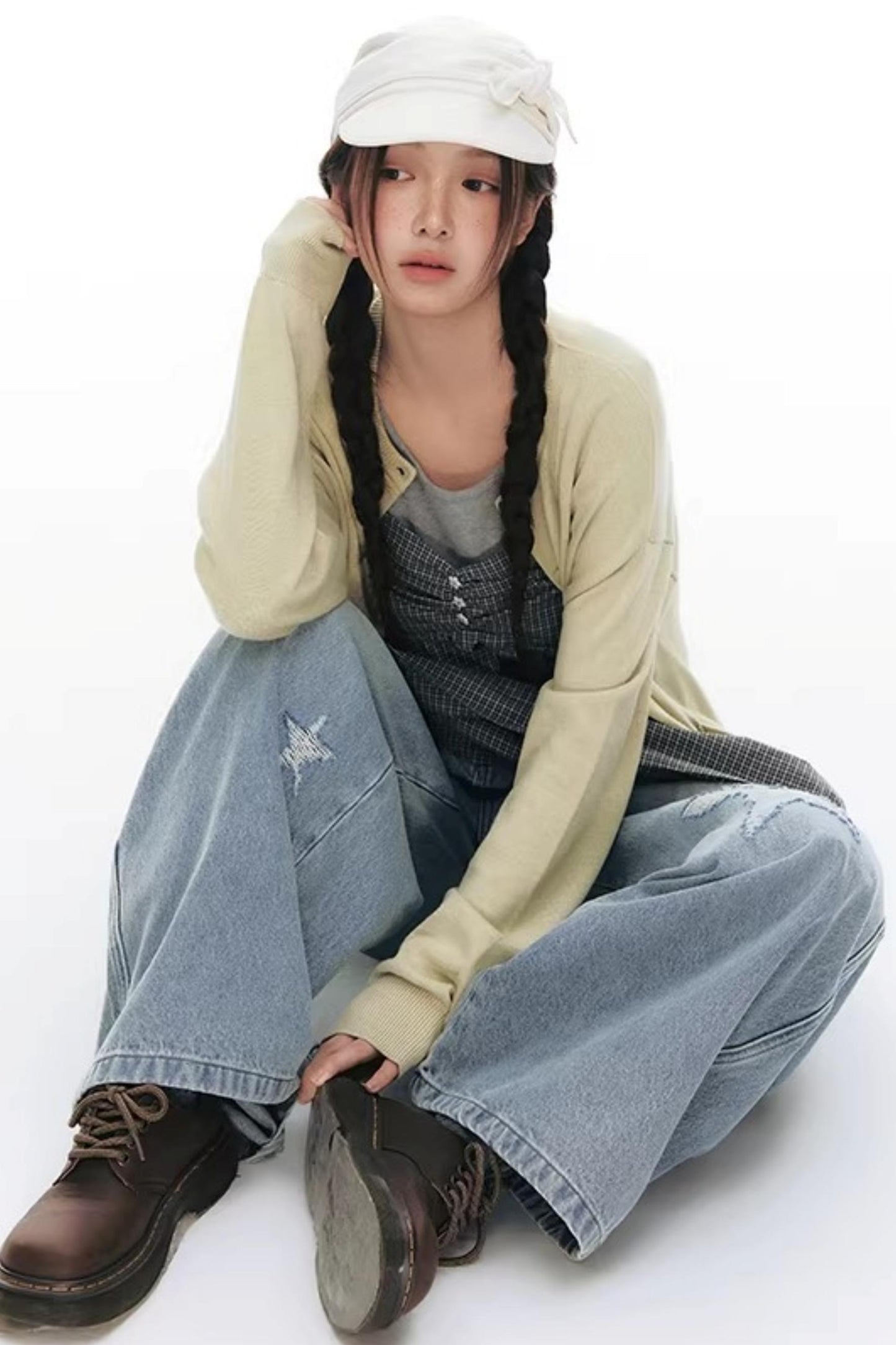 Elastic Knit Button Cardigan