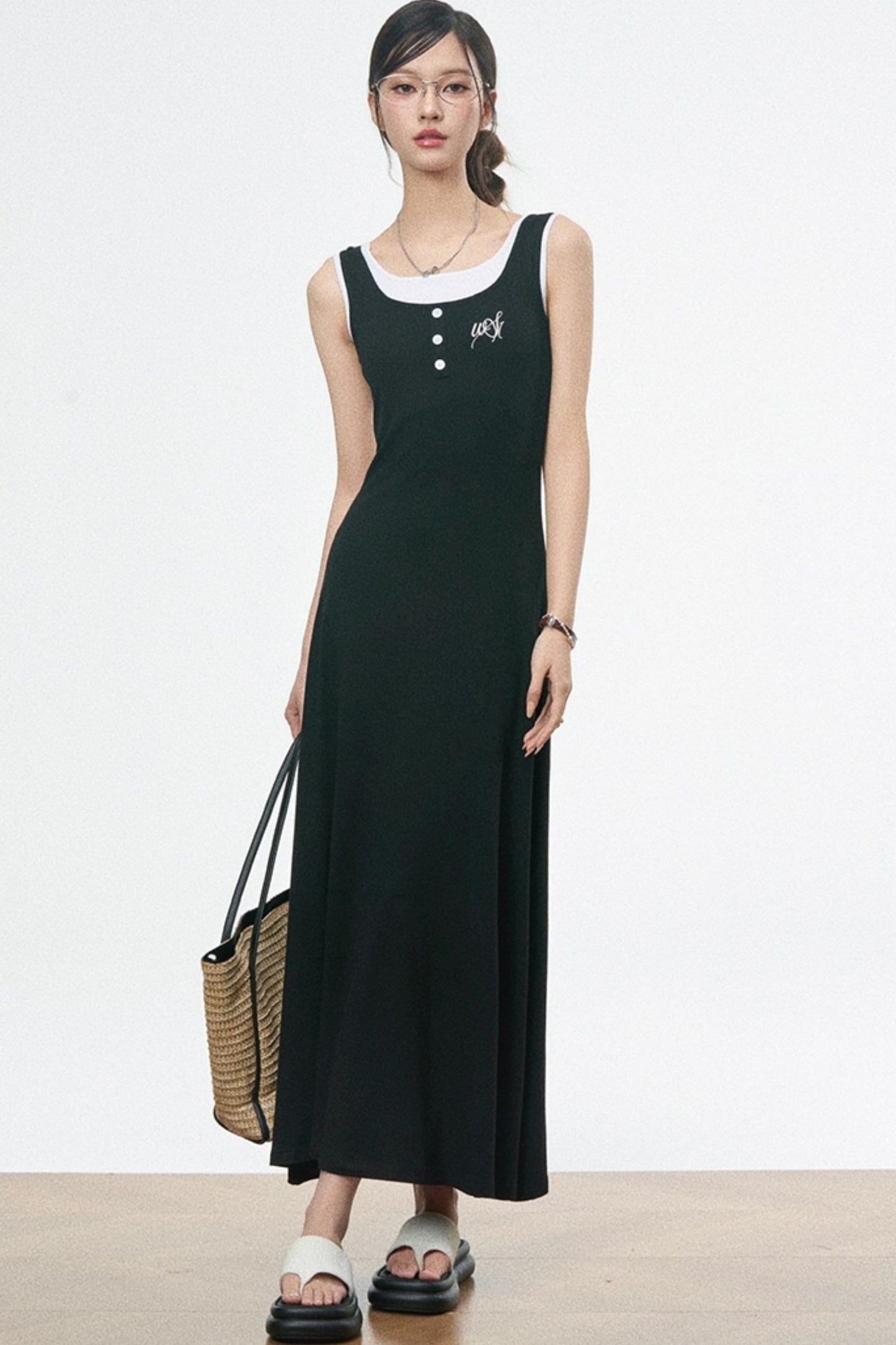 Summer Halter Maxi Dress With Shirt Set-Up