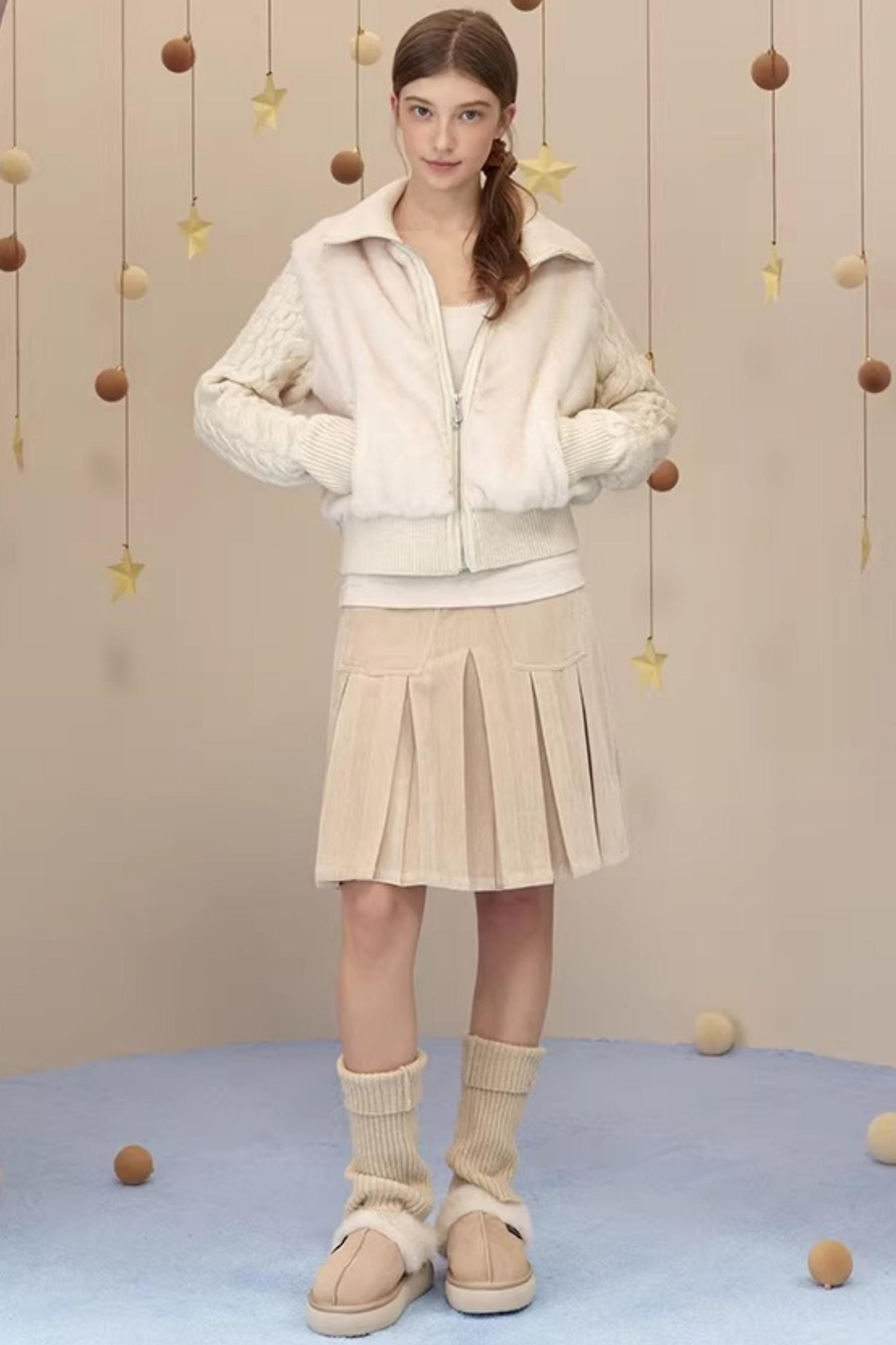 Reversible Suede Pleated Skirt