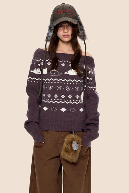 Fair Island Print Knit Sweater
