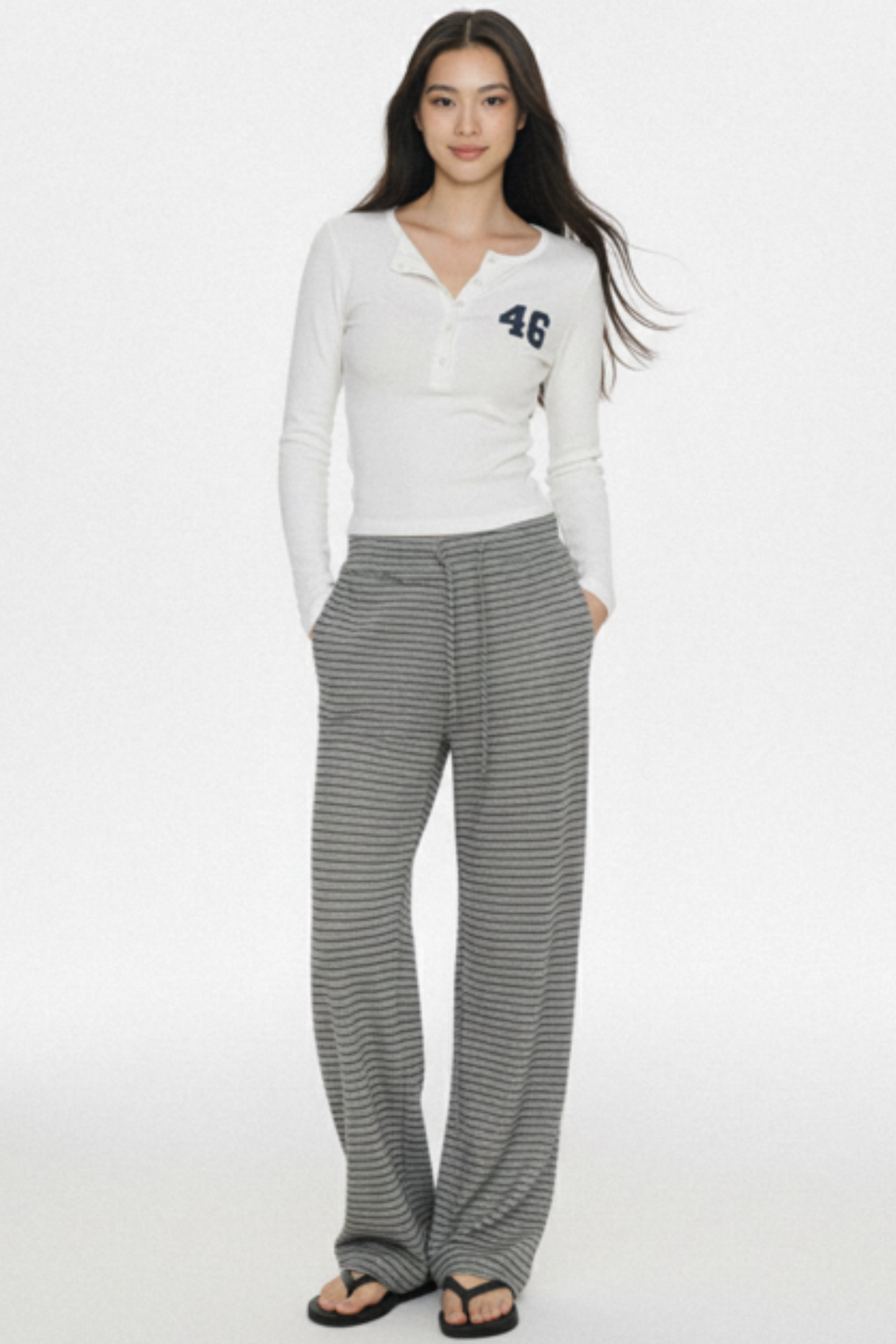 Gray Striped Knit Pants