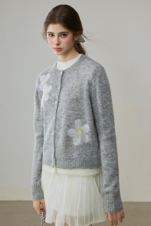 Winter Alpaca Crew Neck Sweater Cardigan