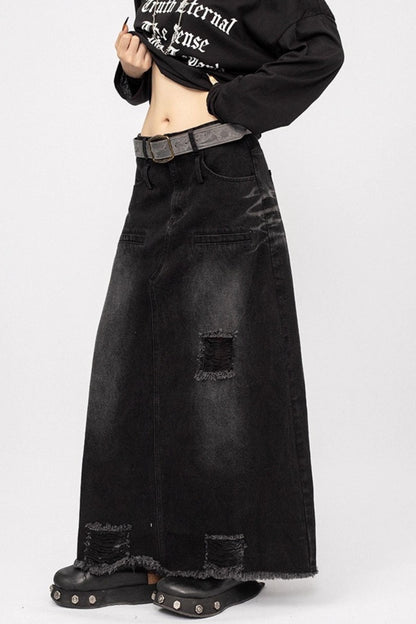 Autumn Spice Girl Denim Skirt