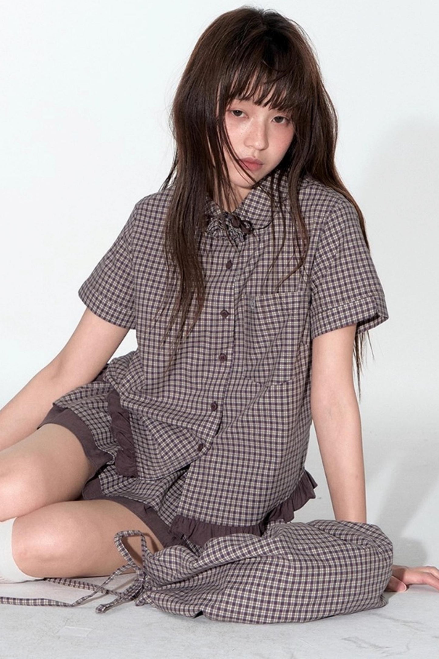 Original Plaid Doll Collar Two-Piece Set-Up
