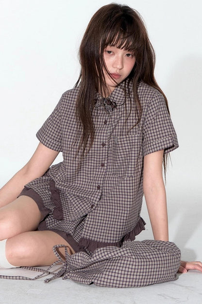 Original Plaid Doll Collar Two-Piece Set-Up