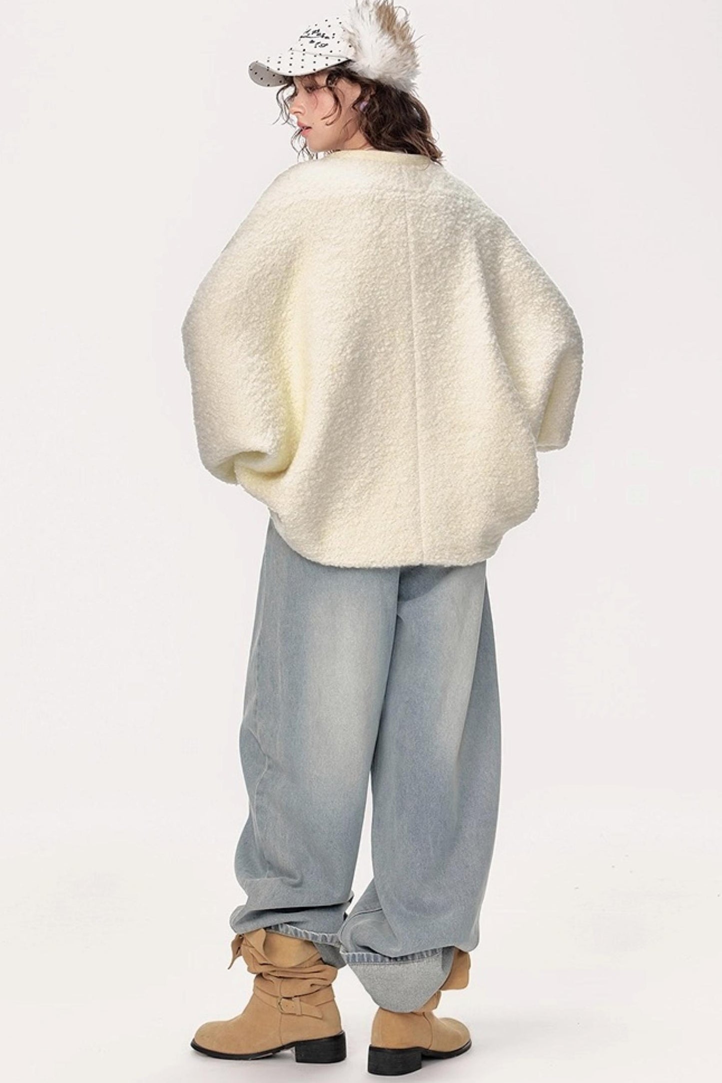 Vintage Lazy V-Neck Hoop Jacket