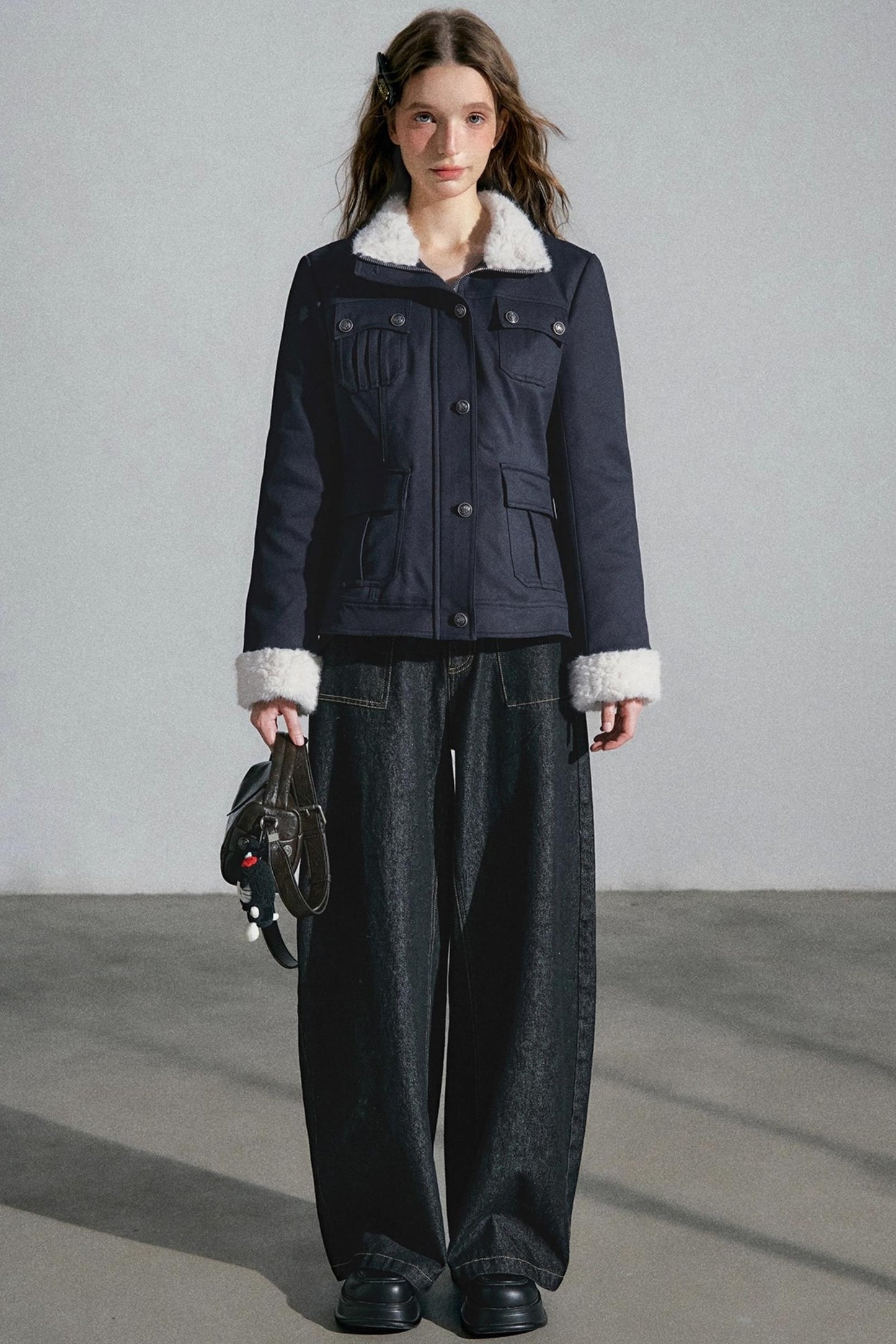 High-Waisted Slimming Denim Trousers