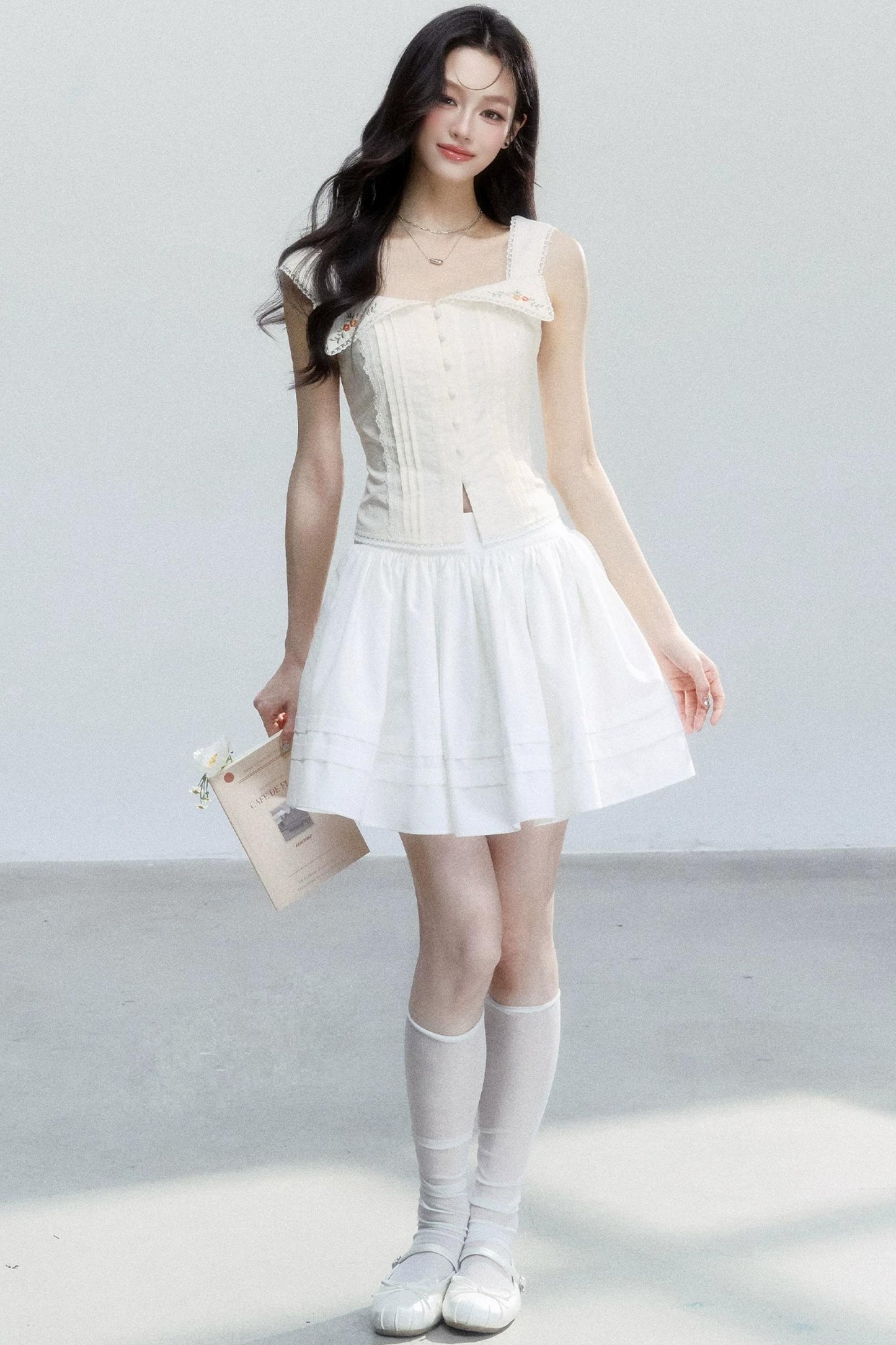 French Embroidered Square Neck Camisole